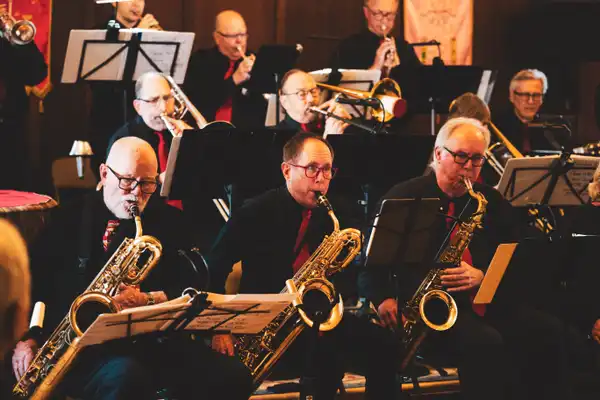 Bob Crow, Fred Sandsmark, and Bob Kenyon on saxophone